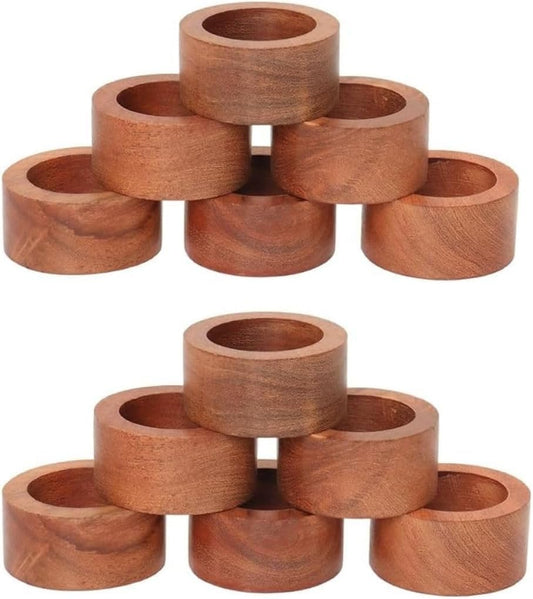 Wooden Napkin Rings – Tableware Accessories – Versatile Design – Pack of 12