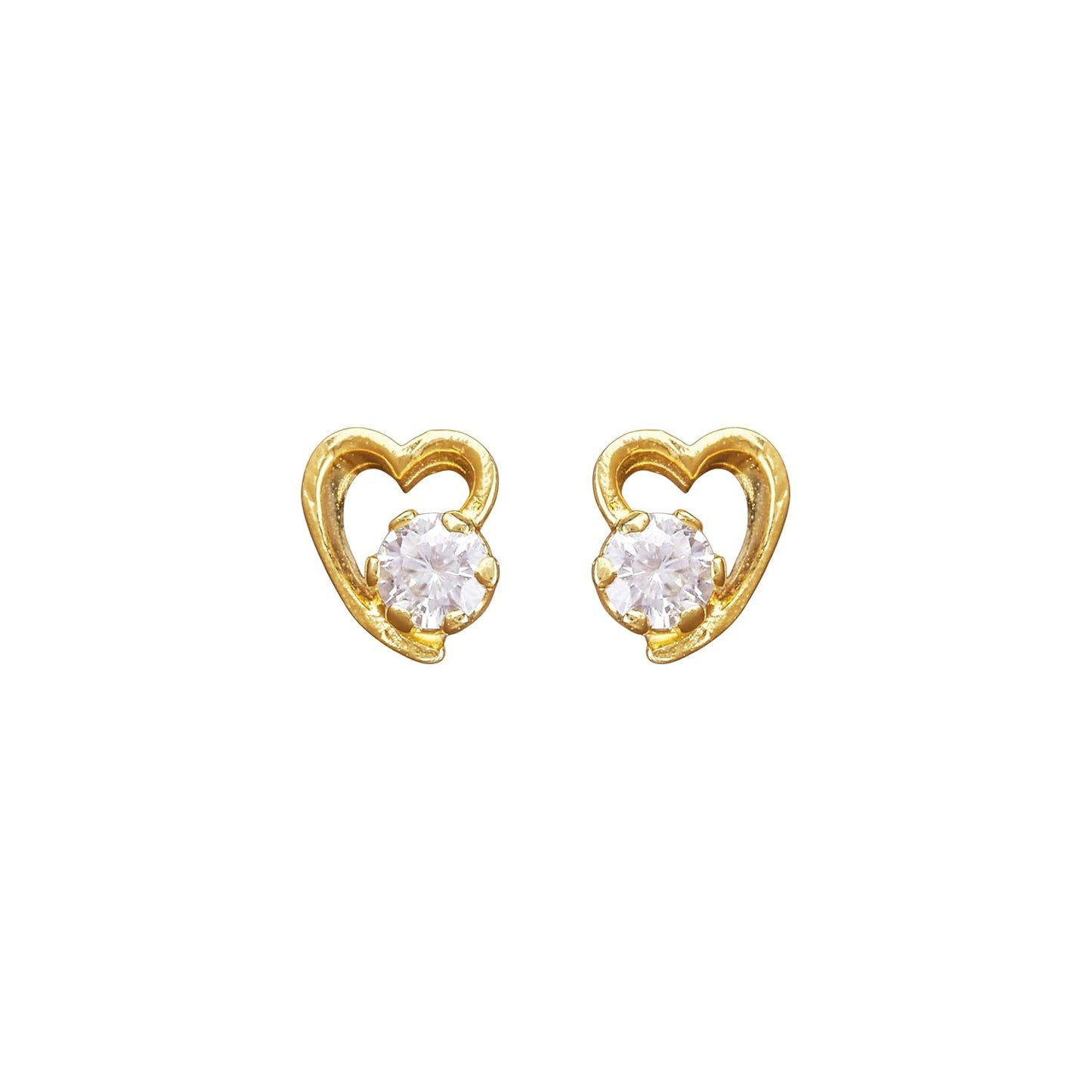 Heart Shape Earrings – Fine Jewelry – 925 Sterling Silver 18K Gold Plated – Lightweight Pair
