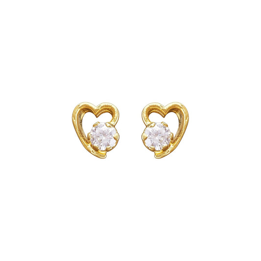 Heart Shape Earrings – Fine Jewelry – 925 Sterling Silver 18K Gold Plated – Lightweight Pair
