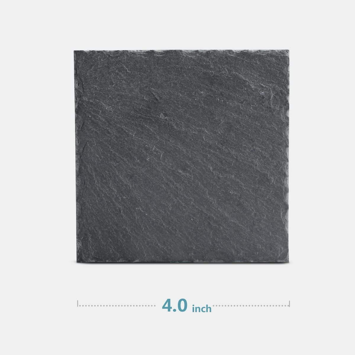 Natural Slate Stone Coasters, 10x10 Cm (4x4 inch), Pack of 4 | Drink Mats, Tabletop Protectors, Barware Gift