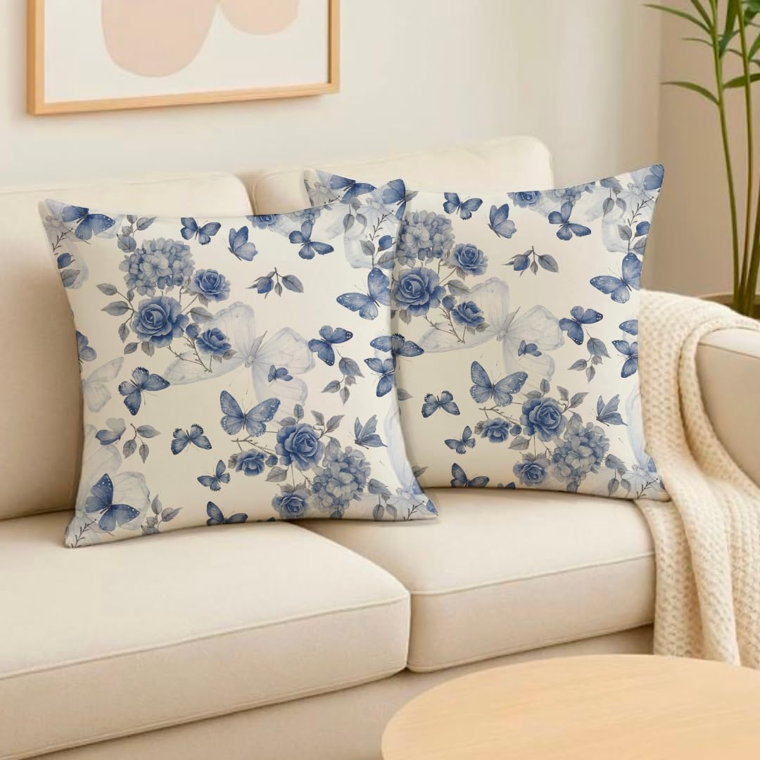 Wholesale Cushion Cover – Organic Cotton Butterfly Print – 16x16 Inch Set of 2