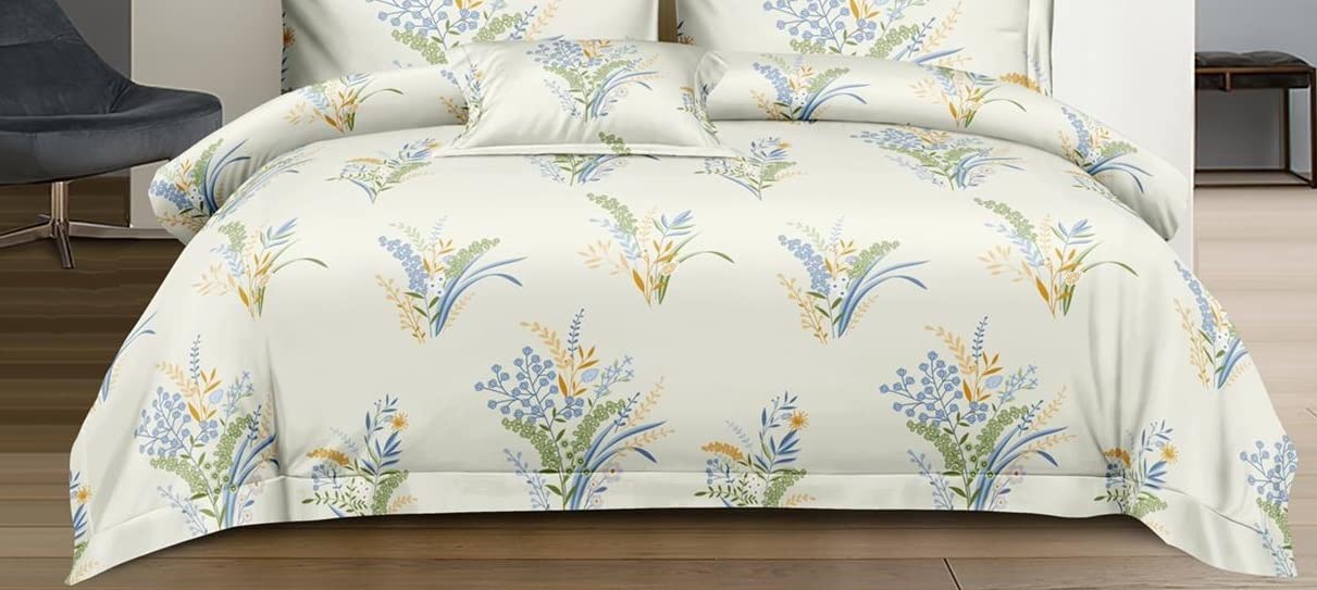 Fitted Bedsheet Set - 400 TC Cotton, All-Around Elastic - King Size, 3-Piece