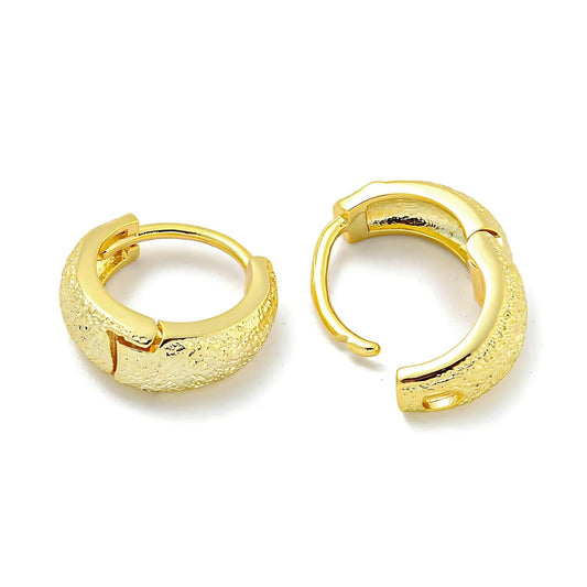 18K Gold Plated, Textured Stardust Finish Hoops – Fashion Earrings – 1 Pair