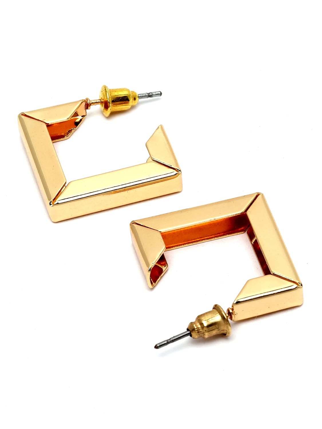 Gold Tone Metallic Finish Half Hoop Earrings – Gold Plated – Stone Embellished – Retail Ready