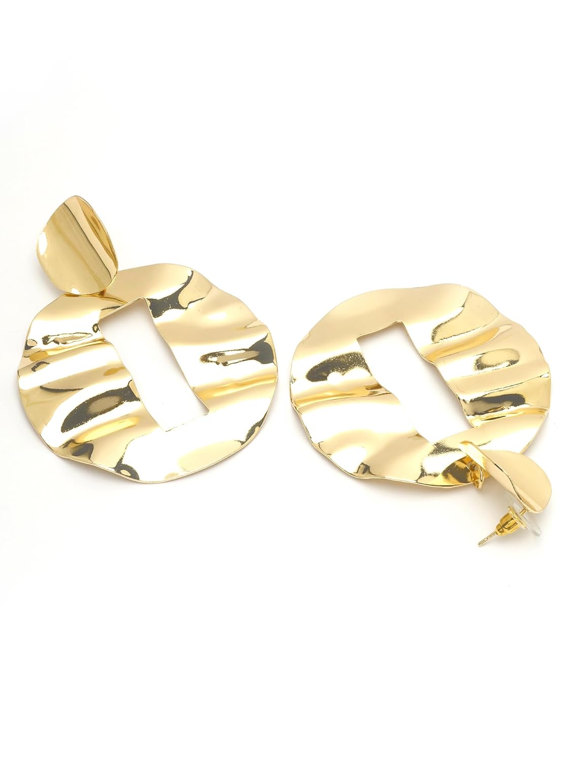 Dangler Earrings – Fashion Jewellery – Gold Plated Hammered Design – Retail Pack