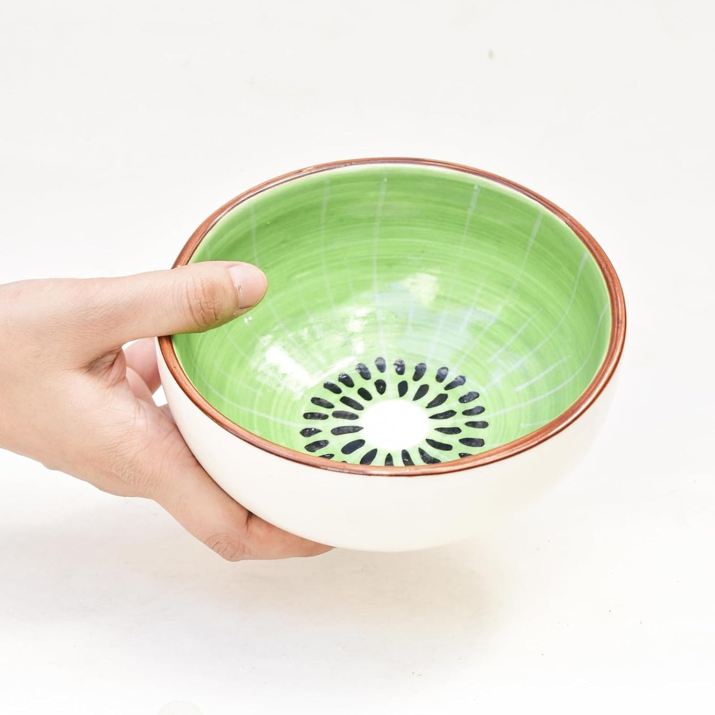 Handmade Kiwi Speckle Serving Bowl – Ceramic Dishwasher & Microwave Safe – 300ML (Set of 1)