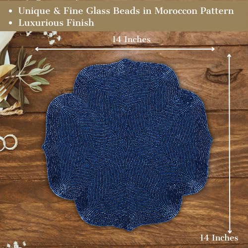 Beaded Placemat – Glass Bead, Moroccan Pattern – 14" Round
