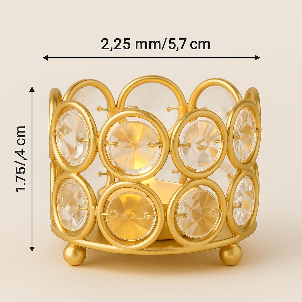 Crystal Tealight Holders – K9 Crystal & Metal – Gold Finish (Pack of 4)