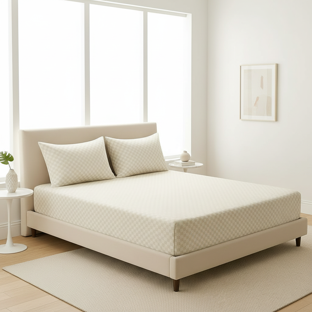 Bedsheet | 300TC Cotton Jacquard Weave | King Set of 3 | Fitted