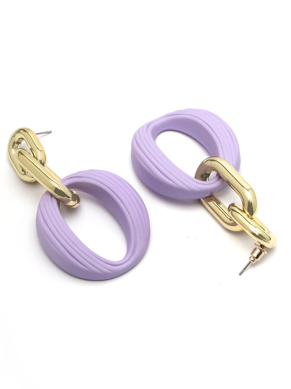 Matte Gold Lilac Linked Dangler Earrings – Fashion Jewellery – Durable Matte Finish – Retail Stock