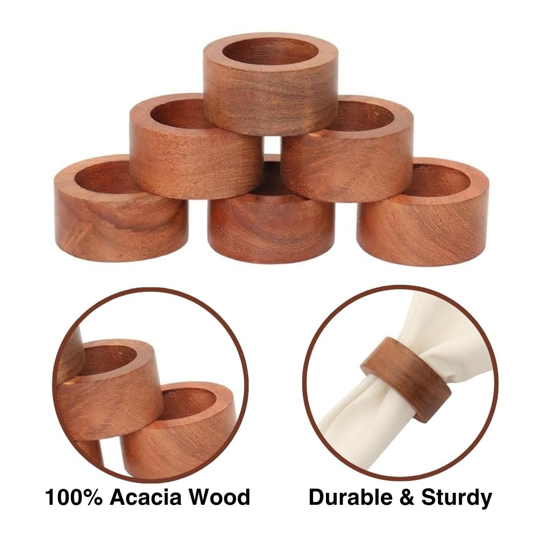 Wooden Napkin Rings – Tableware Accessories – Versatile Design – Pack of 12