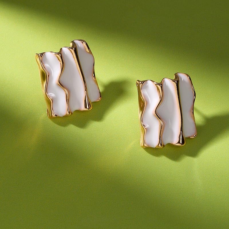 Tactile Stud Earrings – Fashion Studs – Alloy Material – Opal White Colour – Push Back Closure