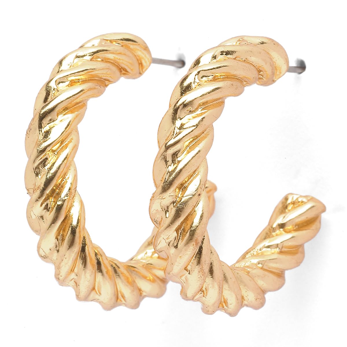 Gold Plated Twisted Half Hoop Earrings – Women's Jewellery – Contemporary Design