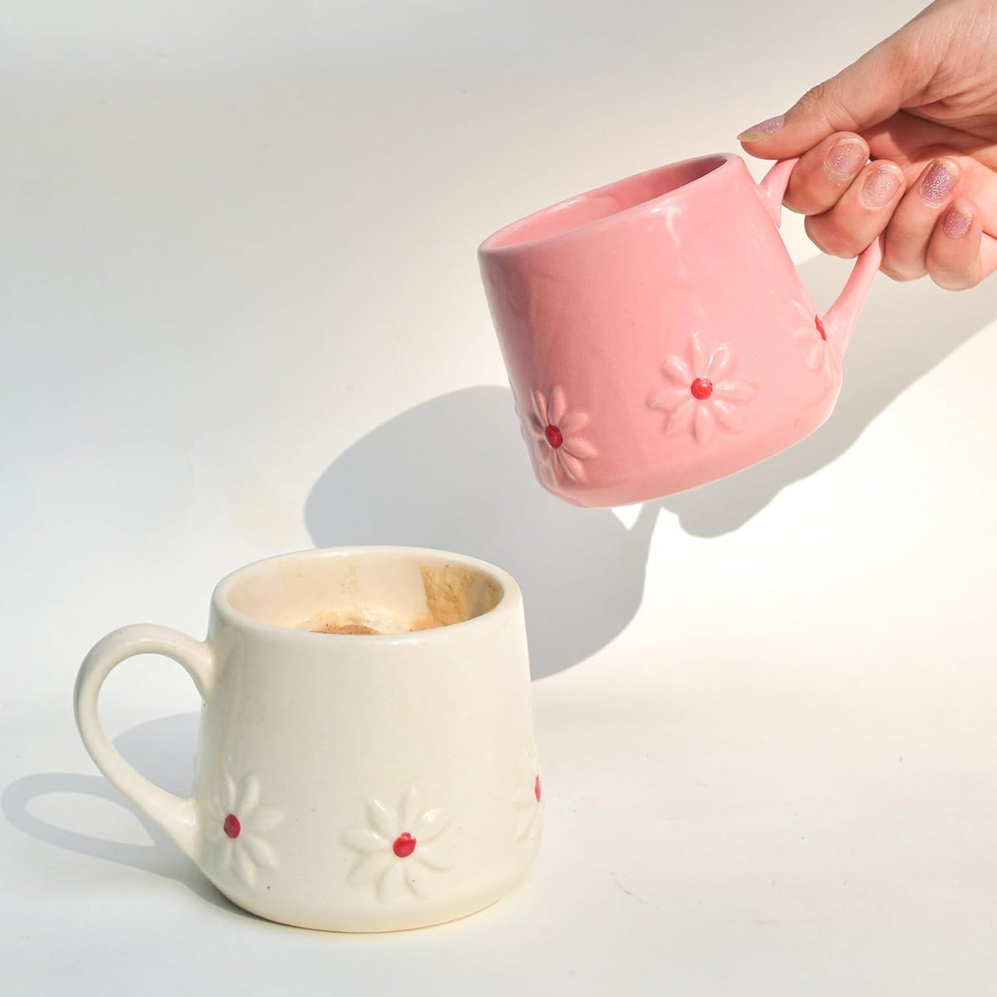 Pink Lily Ceramic Mug – Handcrafted Coffee & Tea Mug – Eco-Friendly – 240 ML