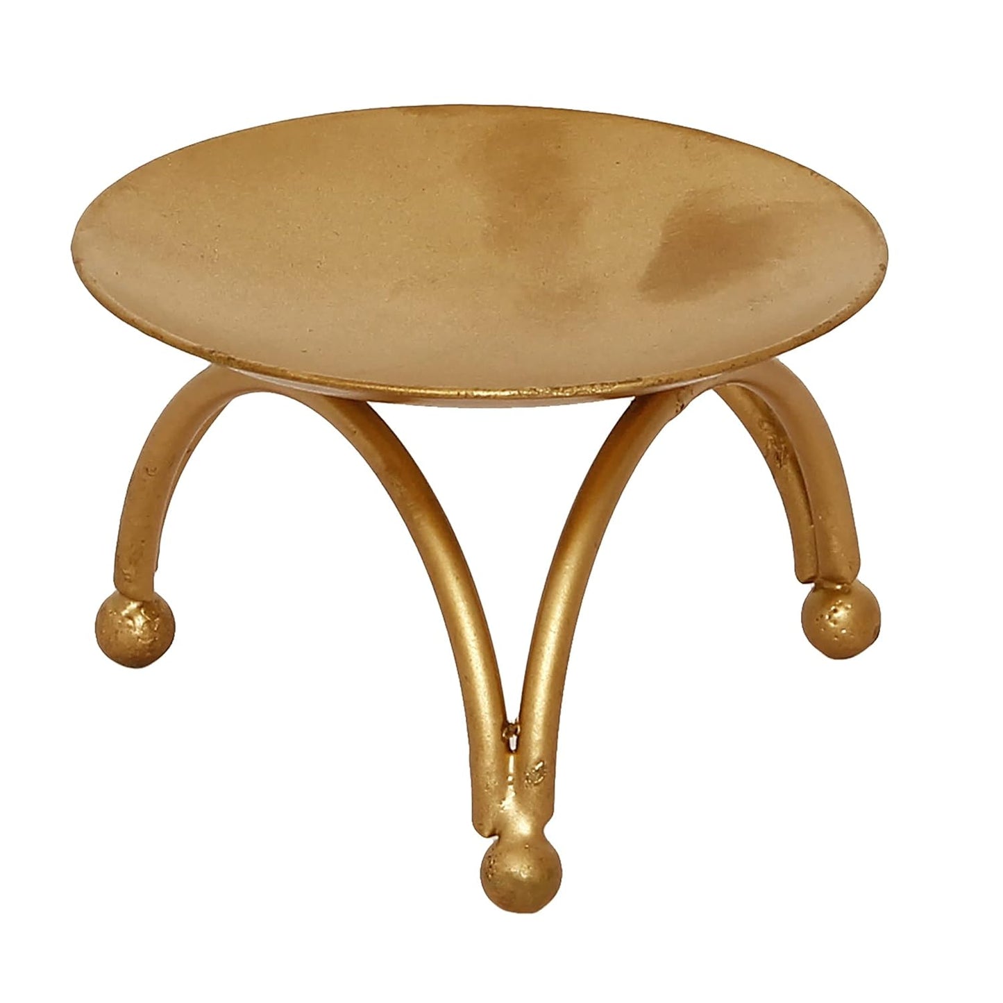 Tea Light Holder Stand – Handcrafted Golden Aluminium – 7.11cm H