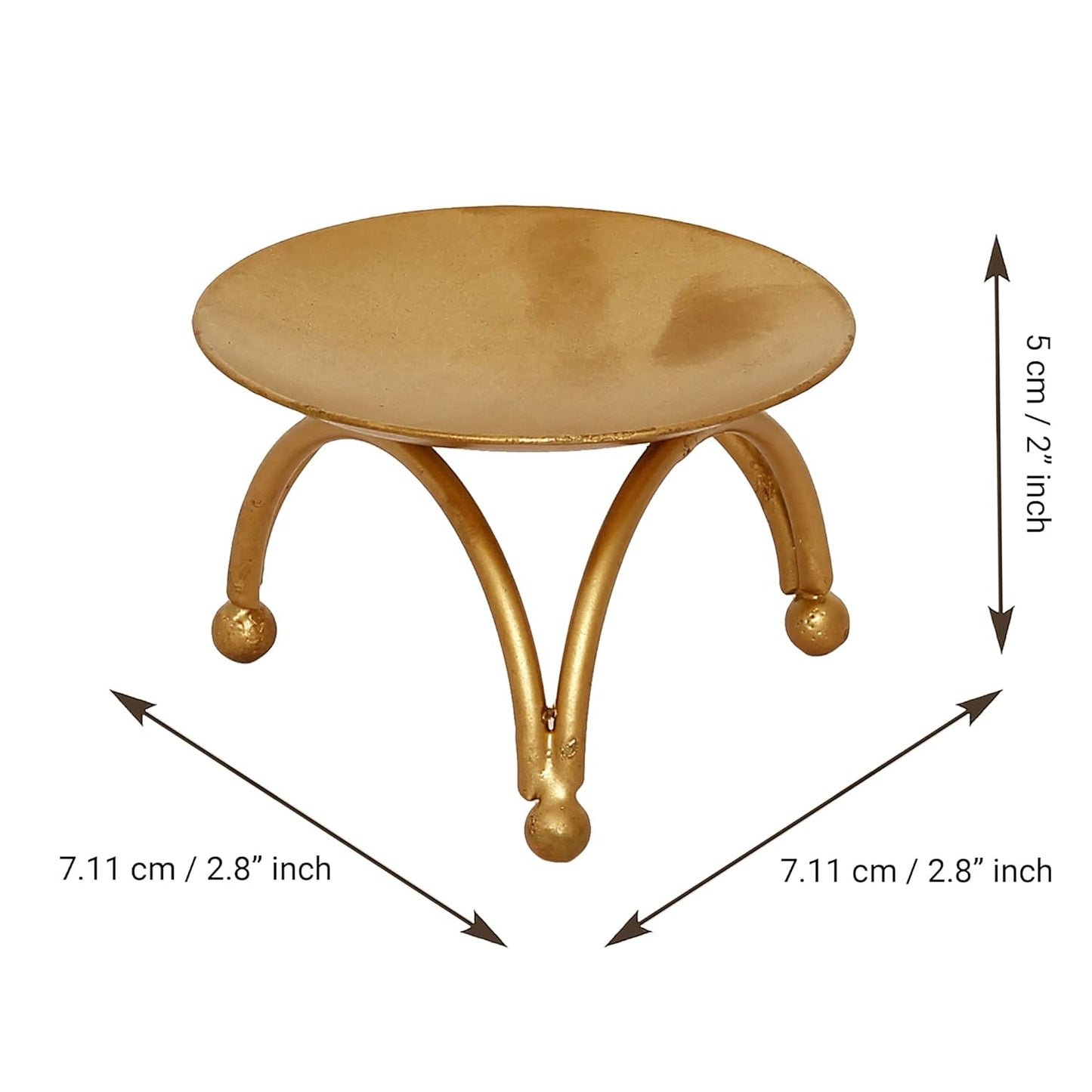 Tea Light Holder Stand – Handcrafted Golden Aluminium – 7.11cm H