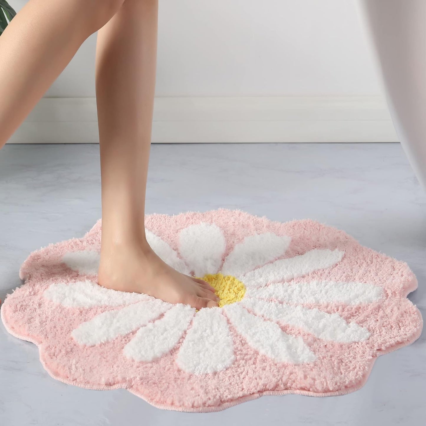 Cute Abstract Pink Non-Slip Washable Bath & Door Mat | Quick Dry, Easy Clean Floor Rug, Multiple Sizes