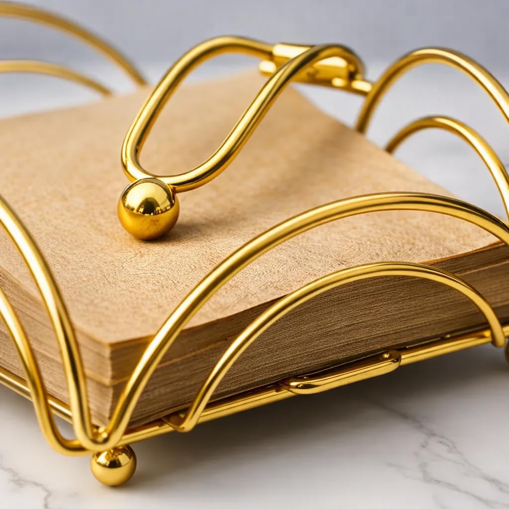 Gold Napkin Holder – Gauge Iron Arm – Golden Finish