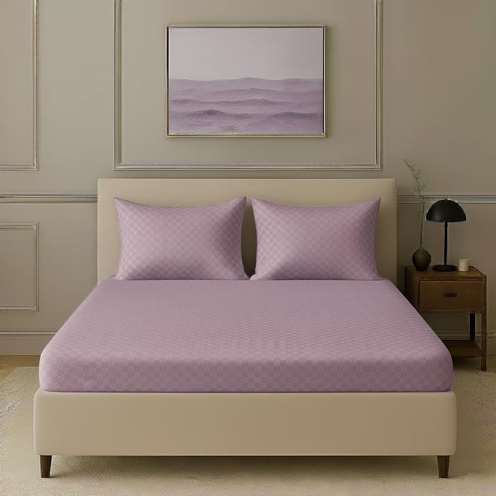 Bedsheet | Fitted Cotton Jacquard Woven Pattern | King Size, 3-Piece Pack, 78x72"