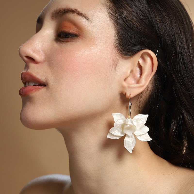 La-Flora Hoop Earrings – Fashion Jewellery – Metallic Acrylic & Alloy – Contemporary Design – One-Size