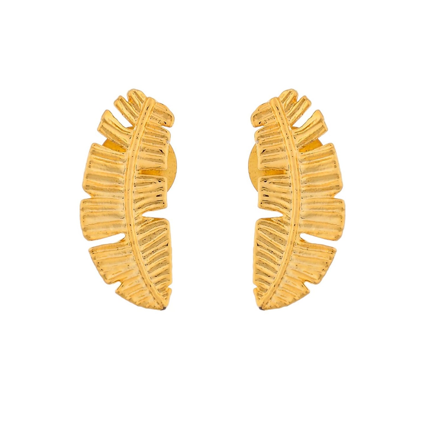 Hawaii Banana Leaf Ear Crawler Studs – Fashion Earrings – Handcrafted Brass Base – Skin-Safe Finish
