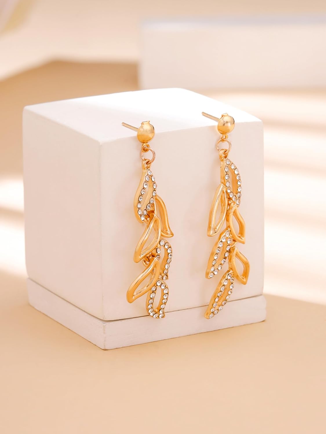 Multicolor Crystal & Opal Drop Earrings – Fashion Jewelry – Rose Gold Plated, Oval Shaped – Retail Ready