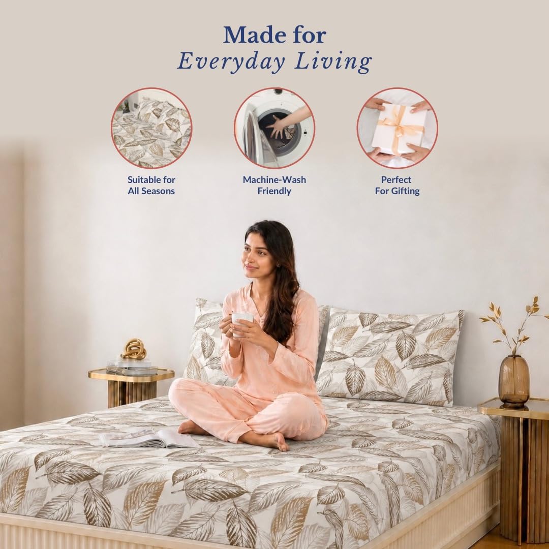 Bedsheet | Cotton Elastic Fitted | Set, 72x78 Inch | 240 TC
