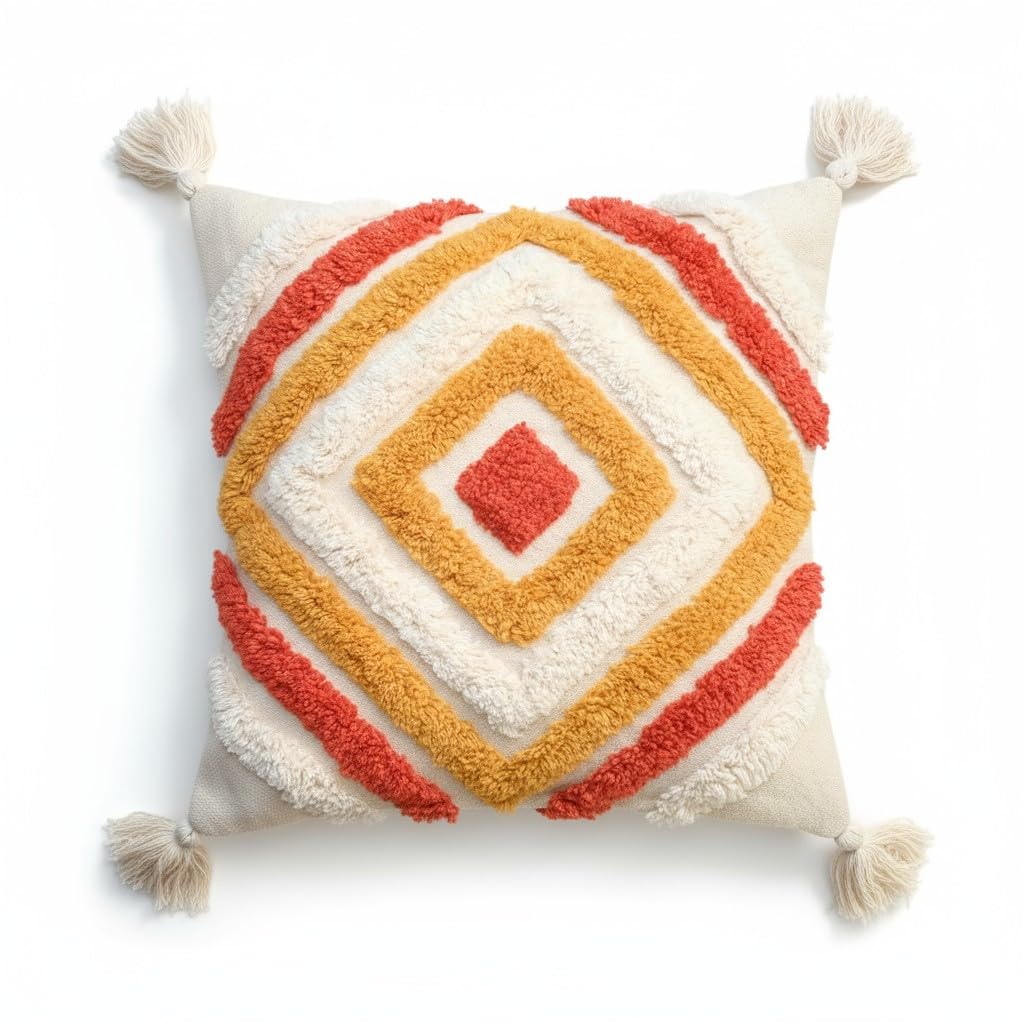 Cushion Cover – 100% Cotton Handmade Multicolor – 16x16 Inch, Pack of 2