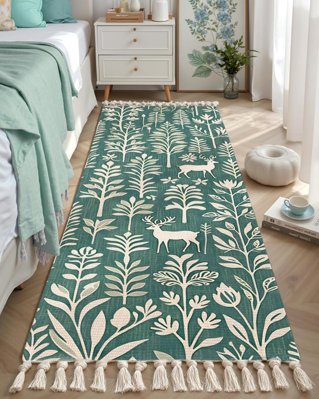 Hand Woven Cotton Floor Runner – Washable Printed Design – 2x5 ft