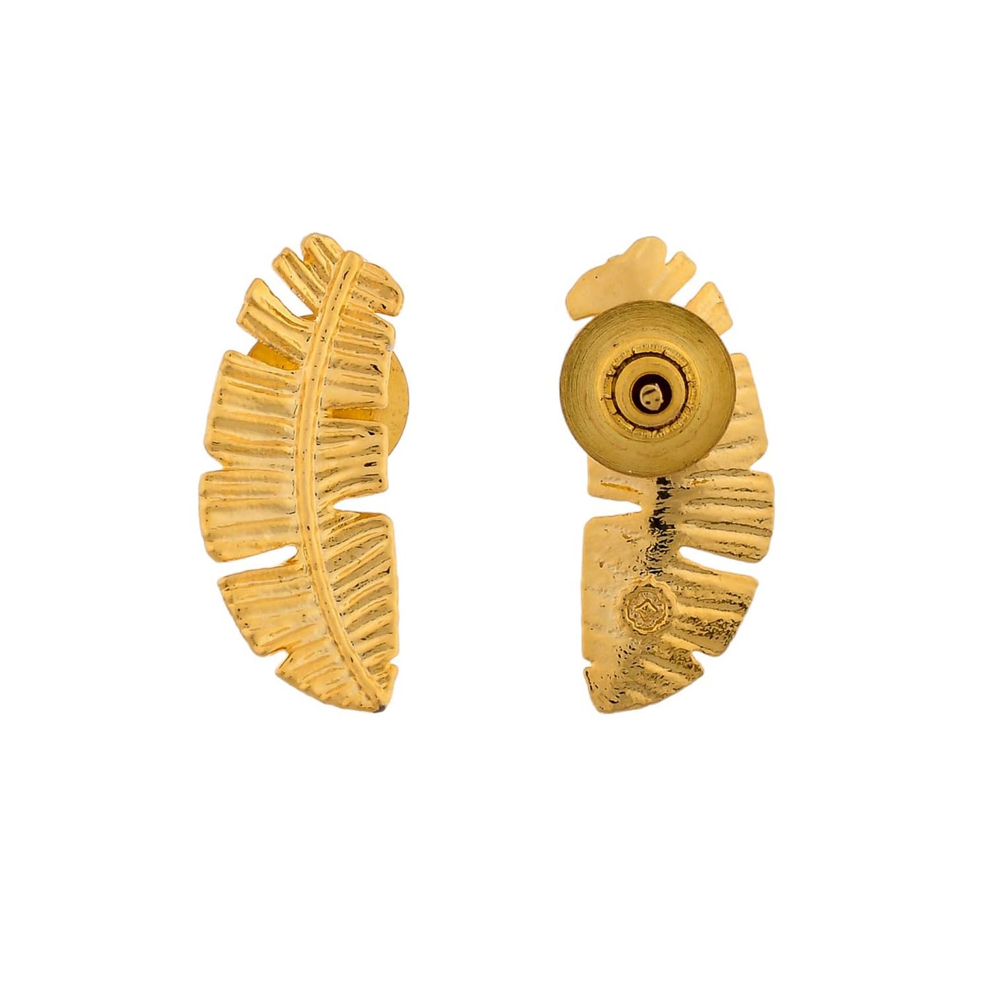 Hawaii Banana Leaf Ear Crawler Studs – Fashion Earrings – Handcrafted Brass Base – Skin-Safe Finish