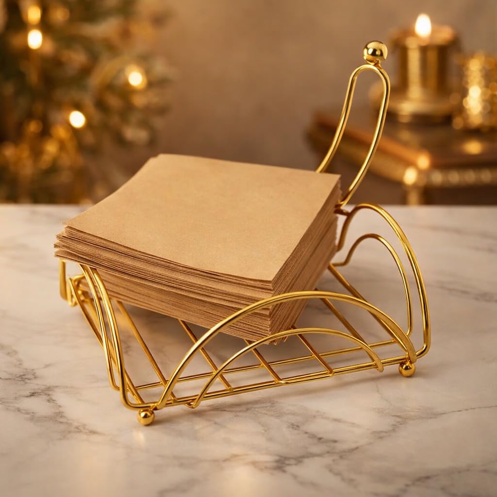 Gold Napkin Holder – Gauge Iron Arm – Golden Finish