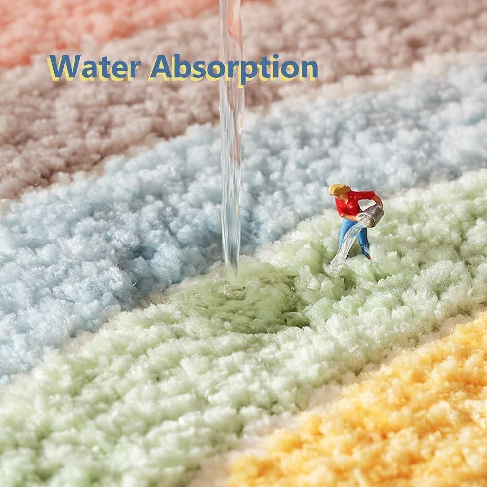 Rainbow Super Soft Anti Skid 2000 GSM Microfibre Bath Mat 40x60 cm Pack of 1 | Super Absorbent Floor Kitchen Door Mat