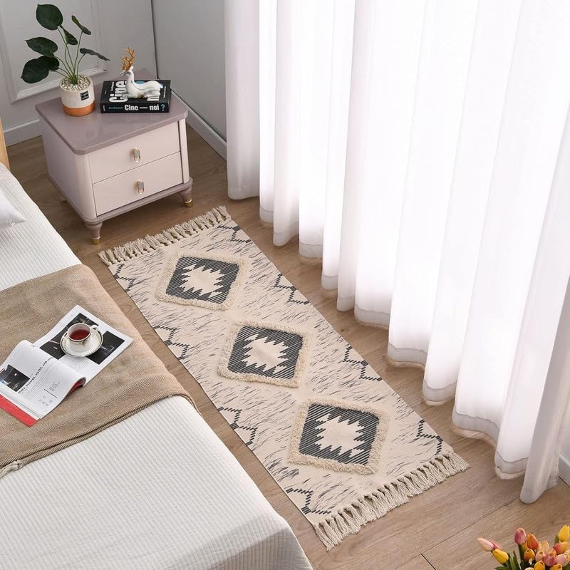 Bedside Runner – Hand Woven Cotton, Printed – 2x5 ft Washable