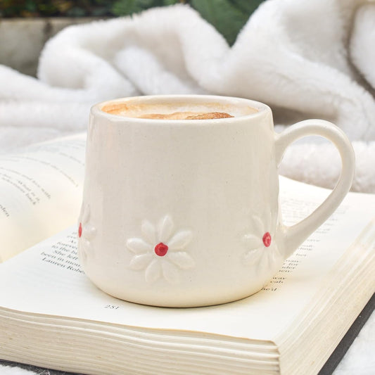 Ceramic Mug White Lily – Handcrafted Beverage Mug – Sustainable Clay – 240 ML