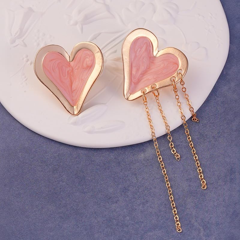 Heart-Fold Drop Earrings – Fashion Jewellery – Alloy – Blush Pink – Heart-Fold Design