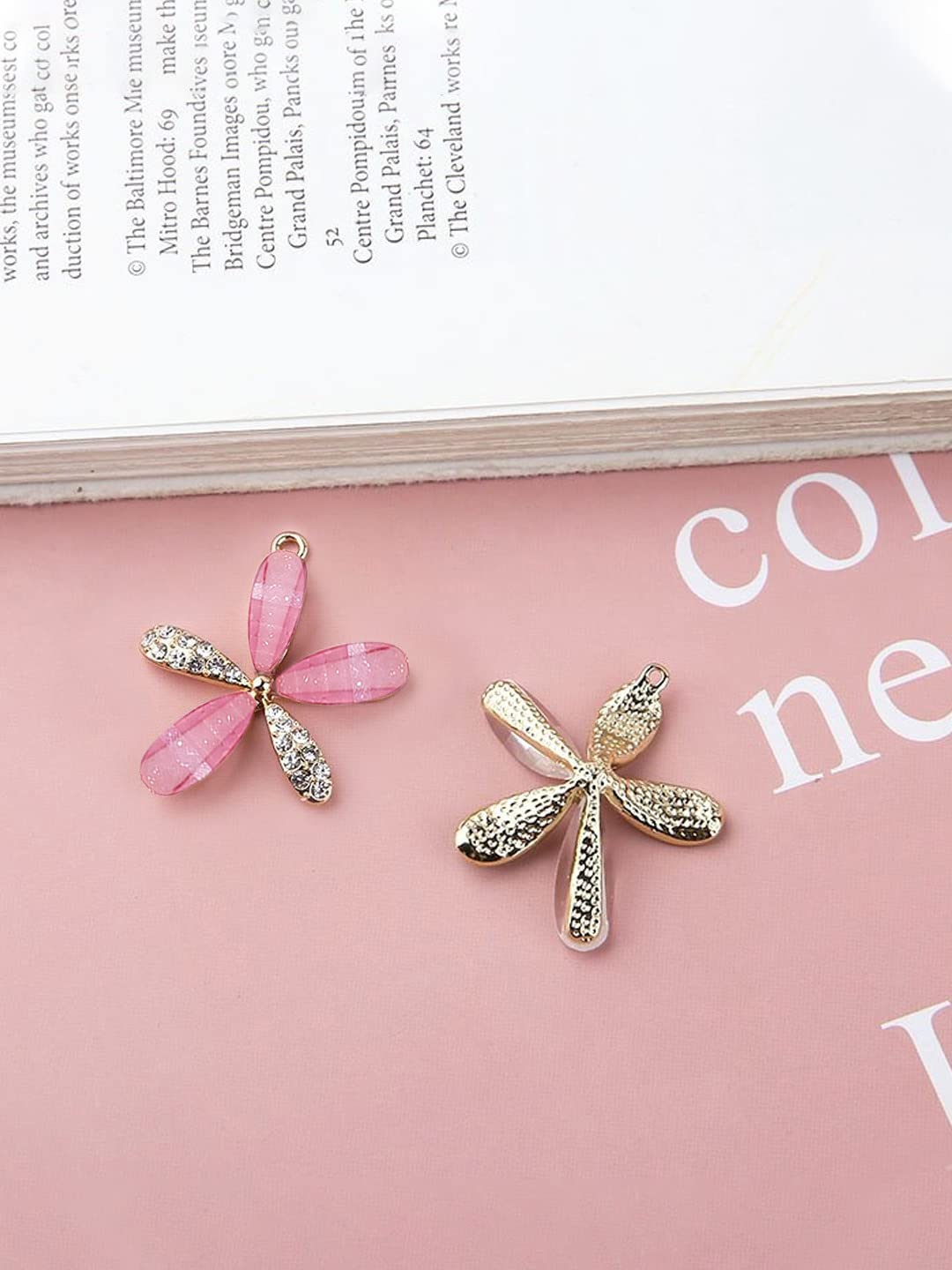 Gold Toned Floral Drop Earrings – Fashion Earrings – Crystal Embellished – Pair