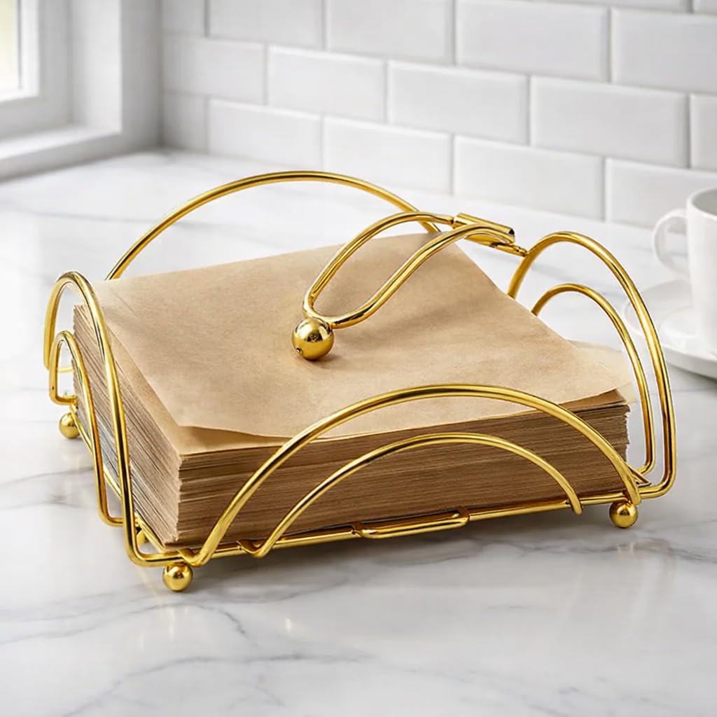 Gold Napkin Holder – Gauge Iron Arm – Golden Finish