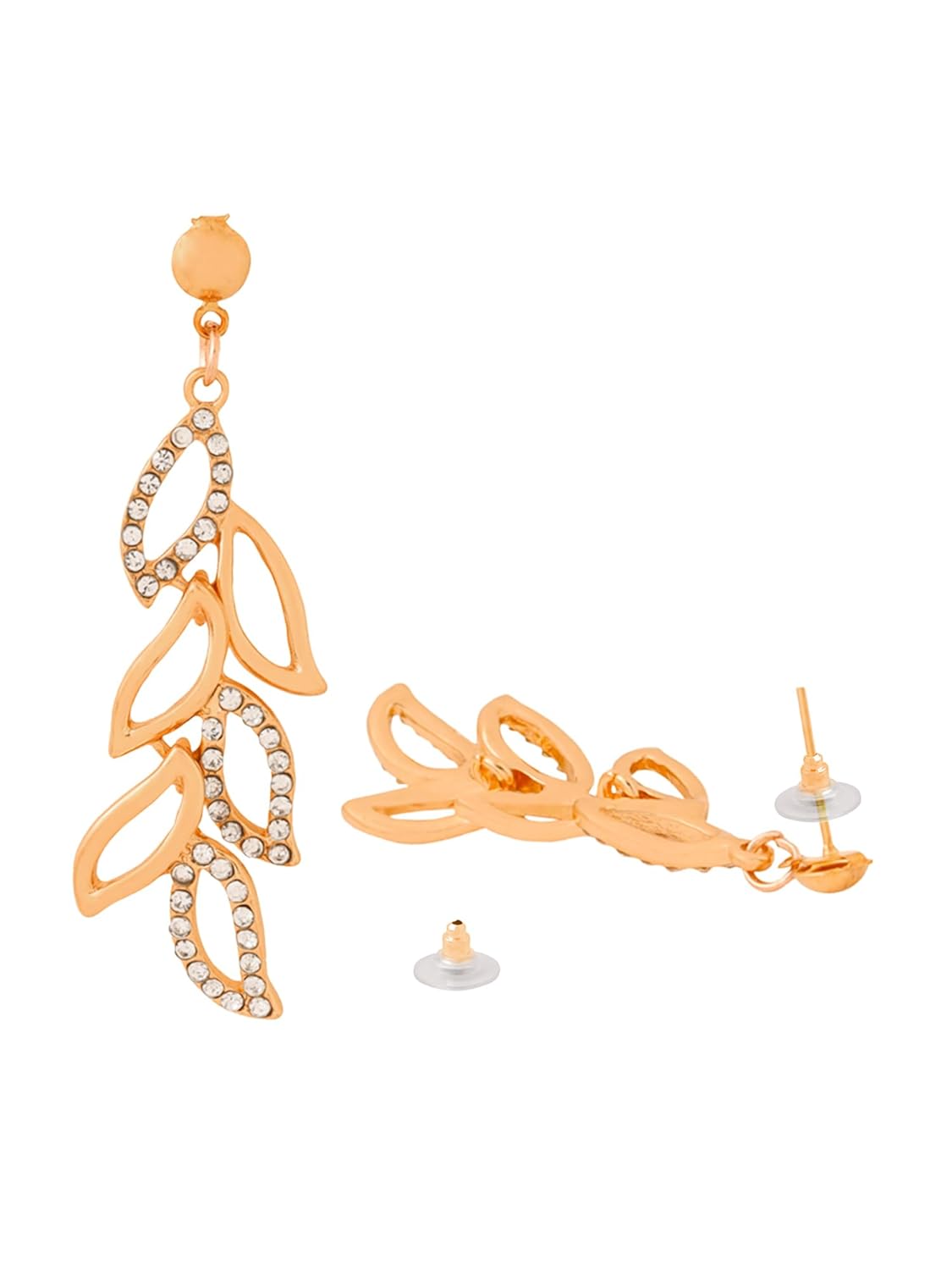 Multicolor Crystal & Opal Drop Earrings – Fashion Jewelry – Rose Gold Plated, Oval Shaped – Retail Ready