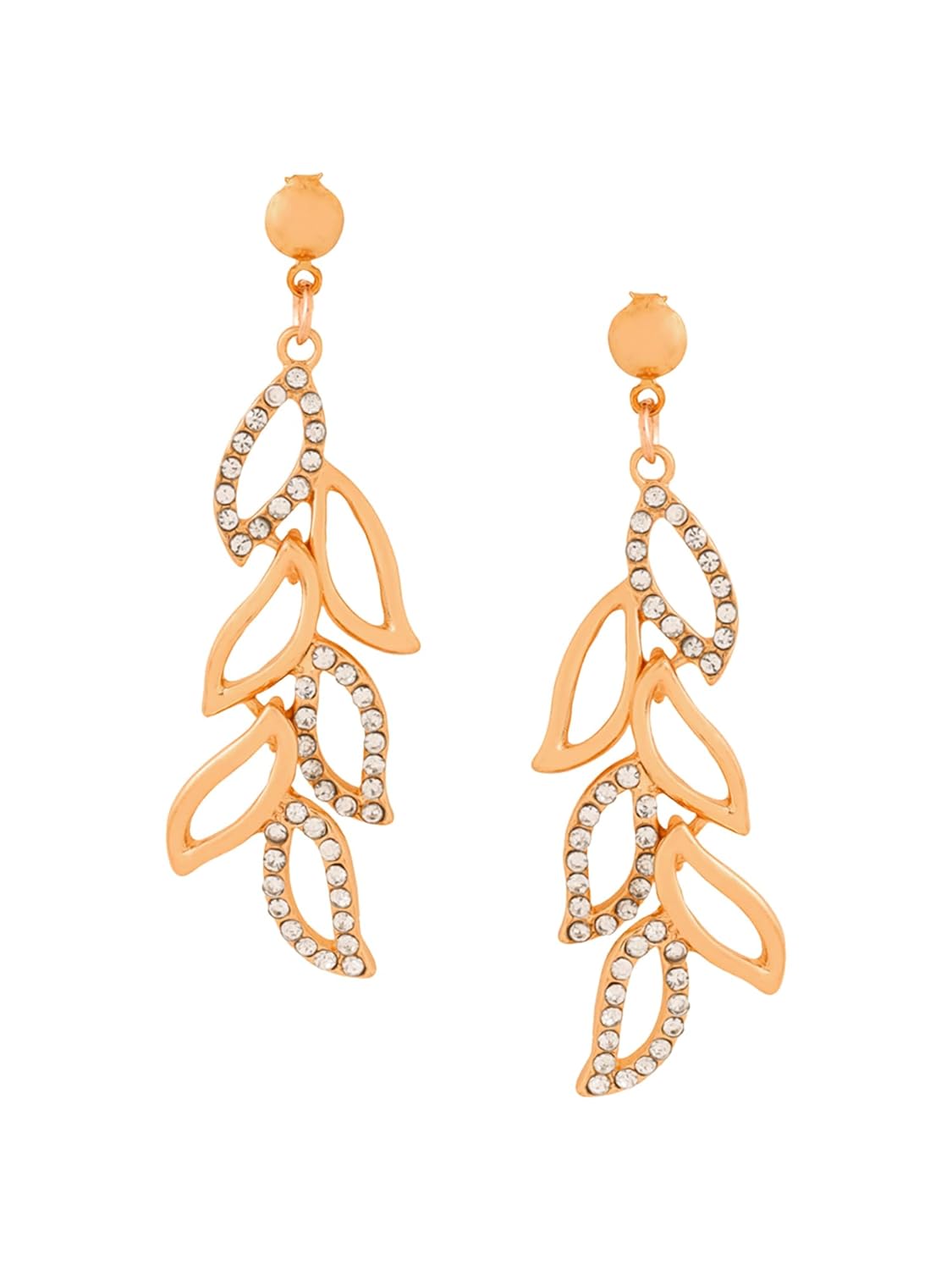 Multicolor Crystal & Opal Drop Earrings – Fashion Jewelry – Rose Gold Plated, Oval Shaped – Retail Ready