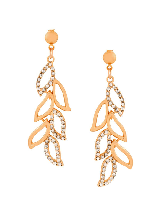 Multicolor Crystal & Opal Drop Earrings – Fashion Jewelry – Rose Gold Plated, Oval Shaped – Retail Ready