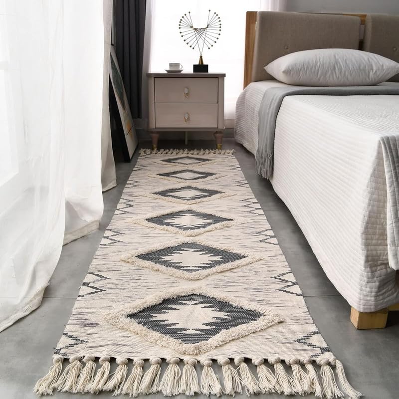 Bedside Runner – Hand Woven Cotton, Printed – 2x5 ft Washable