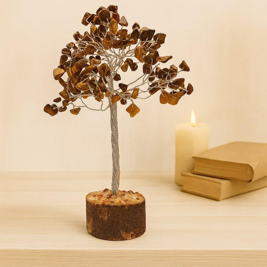 Gemstone Tree – Tiger Eye Crystal – 9" H – Wholesale Feng Shui Decor