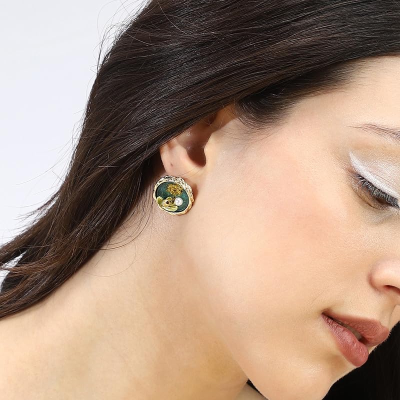 Portrait Stud Earrings – Fashion Jewellery – Alloy, Artificial Pearl, Push Back – Pair