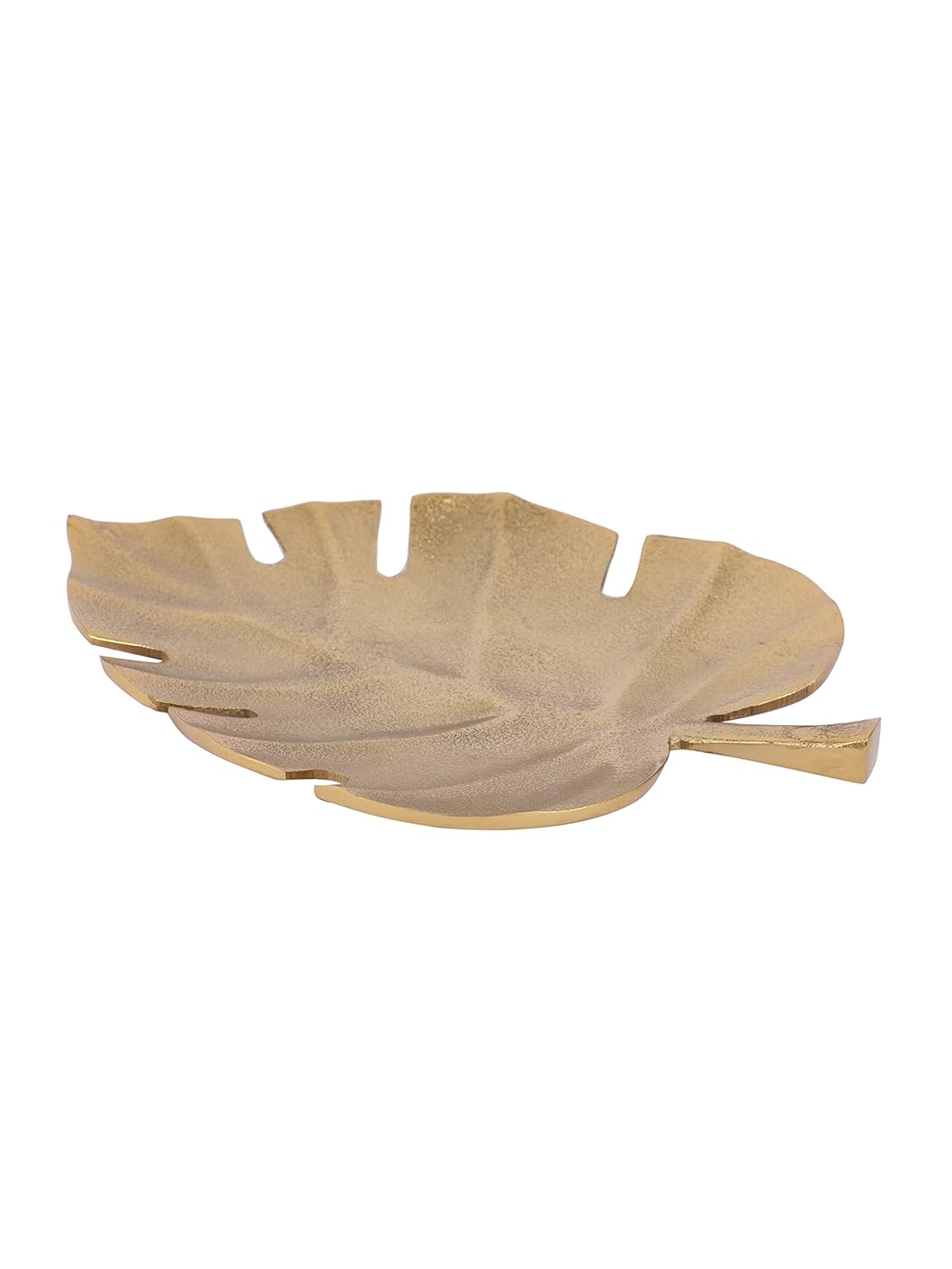 Gold Leaf Decorative Serving Tray – Modern Tabletop Platter – Metal Gold Finish – 10.5 Inch