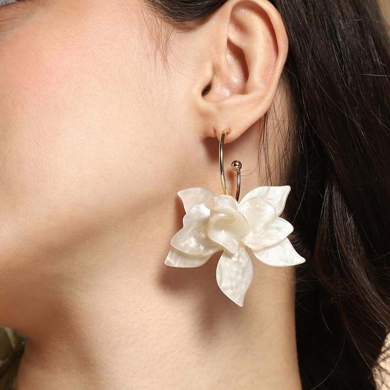 La-Flora Hoop Earrings – Fashion Jewellery – Metallic Acrylic & Alloy – Contemporary Design – One-Size