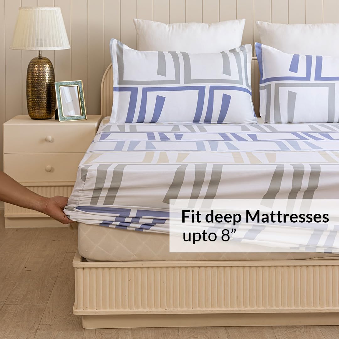Bedsheet | Cotton 210 TC Elastic Fitted | King Size 2-piece Set