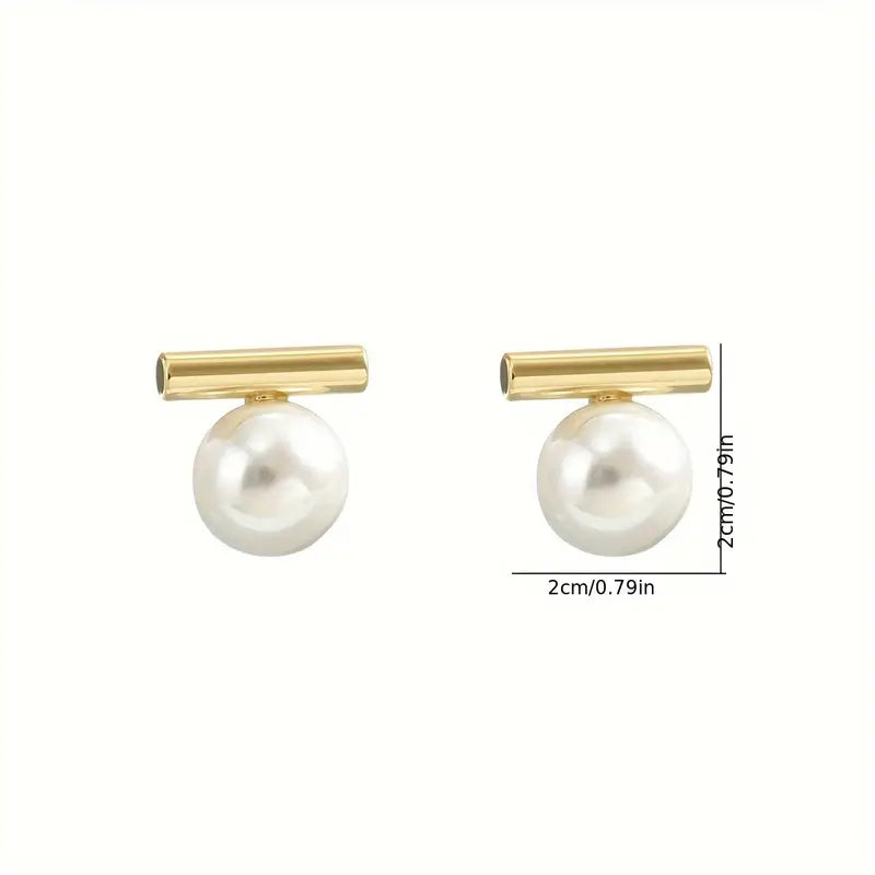 Silver Pearl Stud Earrings - Minimalist Women's Gift
