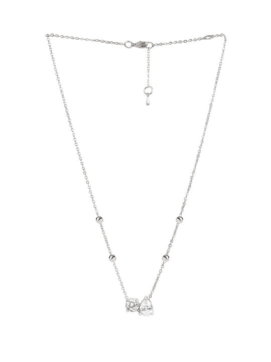 Crystal Embellished Necklace – Fashion Accessory – Silver-Plated Brass – Single Unit