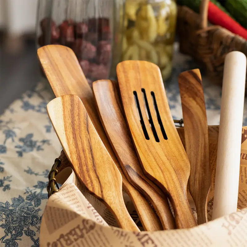 Wooden Spatula Set (5pcs) - Cooking Utensils Cookware