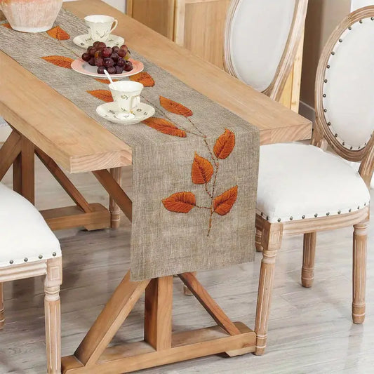 3D Leaf Table Runner - Warm Season Polyester Table Decor